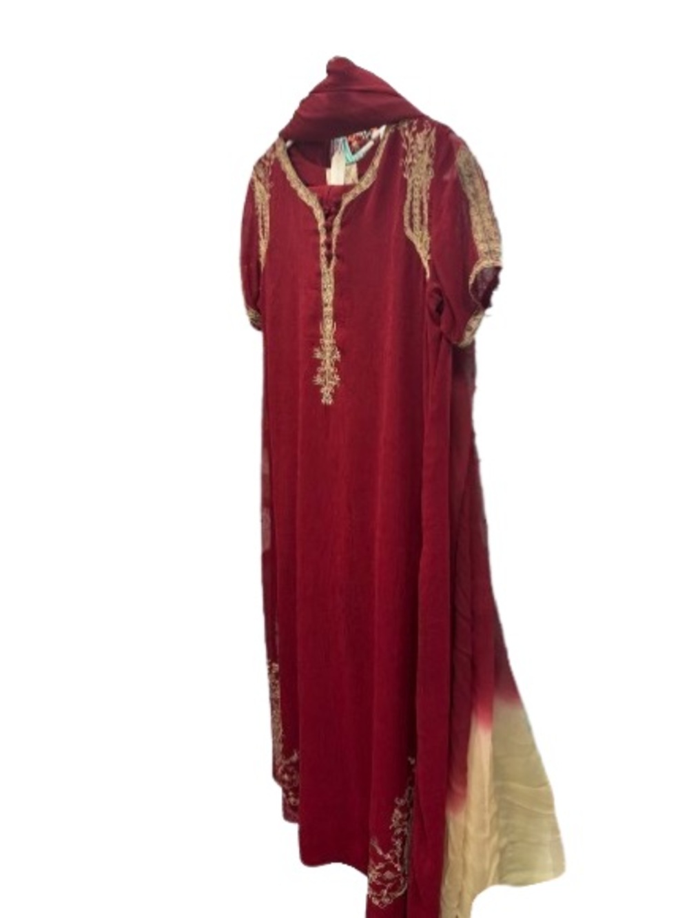 Seasons Red Embroidered Kurta Set with Churidar & Dupatta